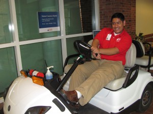 UVA volunteer driving the patient courtesy shuttle