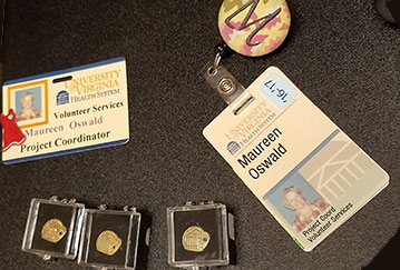 Maureen's collection of UVA badges