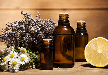 Chamomile, lemon and lavender essential oils