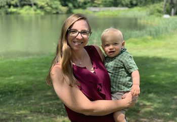 Heather Wicks holds her son Sammy, the youngest Melody valve recipient