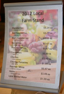 The Local Food Hub farm stand selection recently included raspberries, blackberries, nectarines and cherries.
