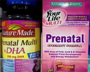 Prenatal vitamins contain folic acid and other nutrients for expectant moms and their babies. 