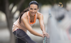 girl stretching before a run