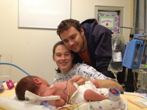 Laura Aimone and her husband Ben watch over their daughter Waverly in UVA's NICU. 