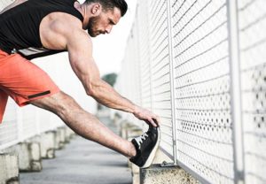 man stretching