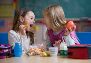 girls sharing School Lunches