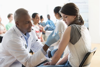 Patient receives flu shot.