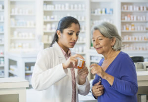 pharmacist talking to patient