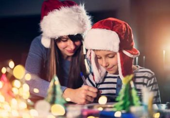 older sister keeps the Santa secret and helps her younger brother write a letter to him