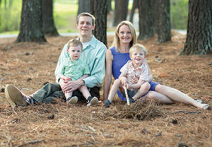 Nicole Kelleher with her husband and two young sons