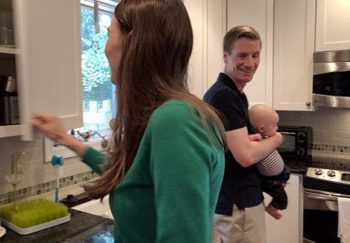 Matt Miller, after facial reconstruction, with his family at home.