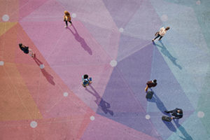 People in public maintain social distancing