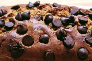 the dark chocolate chips on this chocolate chip bread are good for your heart