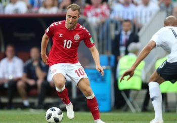 Christian Eriksen playing in a soccer match prior to his cardiac arrest