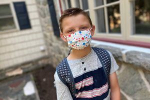 Conor in mask on first day of school