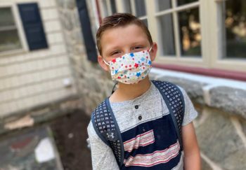 Conor in mask on first day of school
