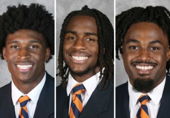 UVA football players Lavel Davis Jr., Devin Chandler and D’Sean Perry