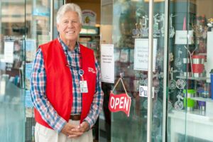 Dave Kohstall had the lungs of a smoker. He now volunteers at the UVA Health gift shop in Charlottesville.