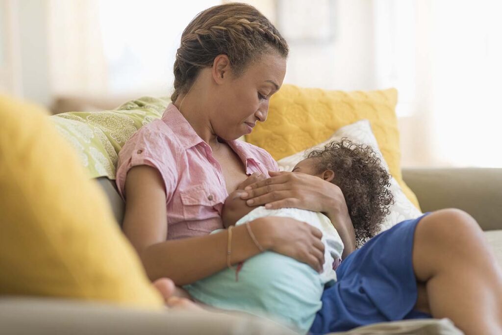 women breastfeeding her baby