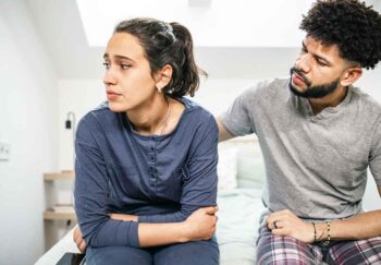 A couple stressed. Does the woman have bladder cancer symptoms?