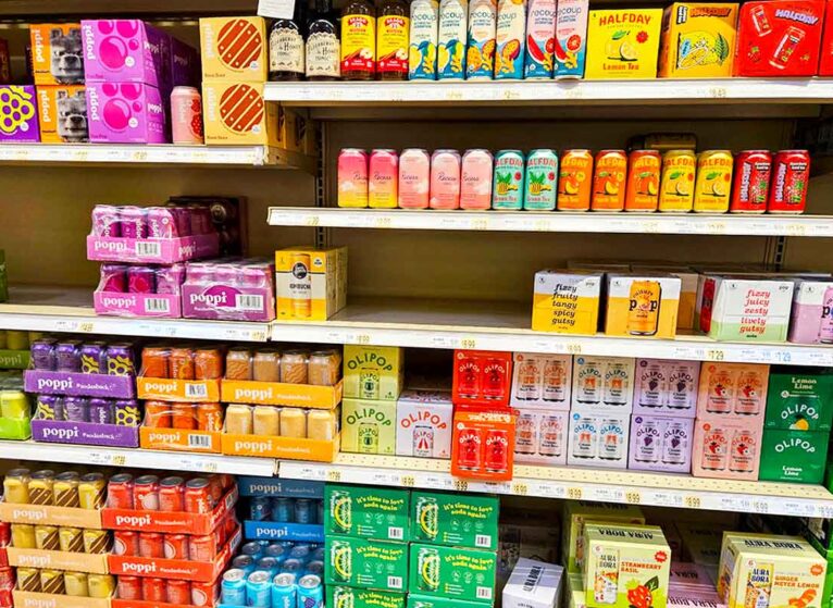 healthy soda alternatives on the grocery store shelves